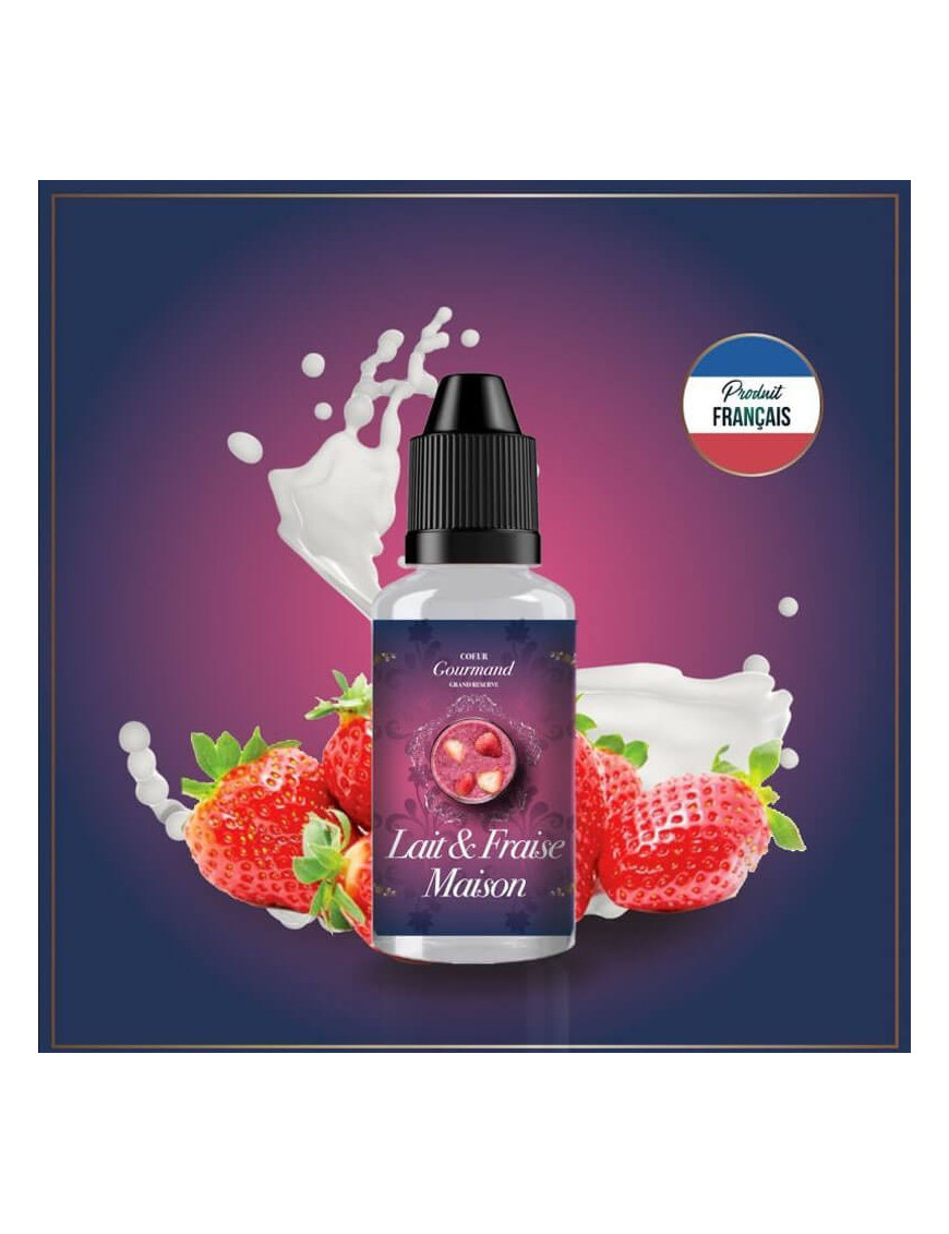 Concentré Lait et Fraise Maison 30ml - Cœur Gourmand Grand Réserve - Made In Vape - Arôme DIY