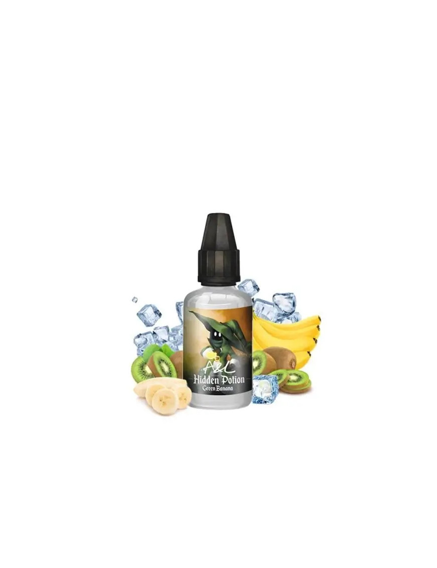Green Banana Aroma-Konzentrat 30 ml von Hidden Potion A&L, eine frische Mischung aus reifer Banane und säuerlicher Kiwi.