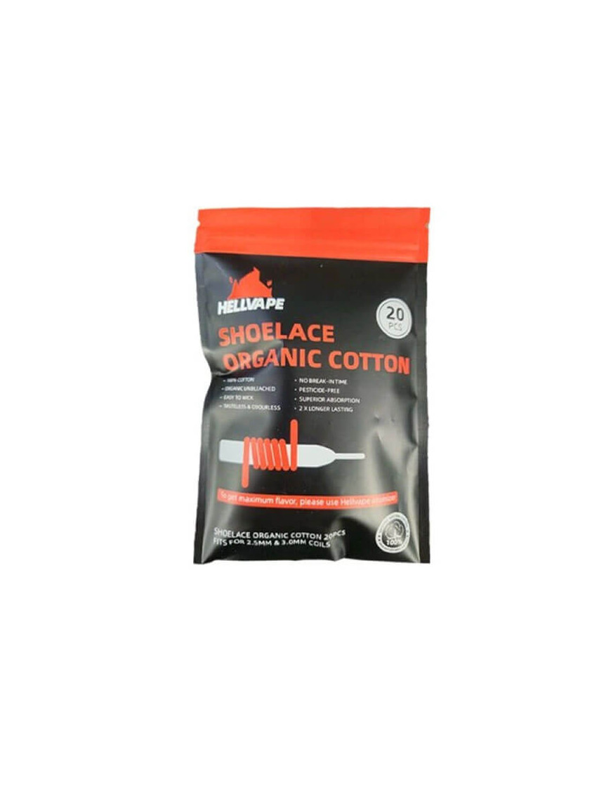 Coton en Lacet Organique Hellvape – 20 pièces pour coils 2,5 à 3 mm