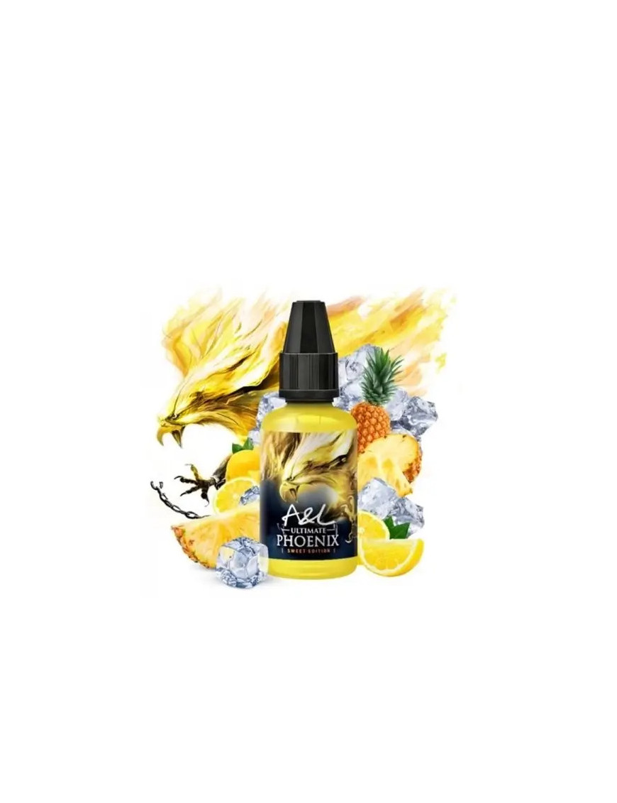 Concentré Phoenix Sweet Edition 30 ml Ultimate A&L, un mélange frais et sucré d’ananas et de citron.